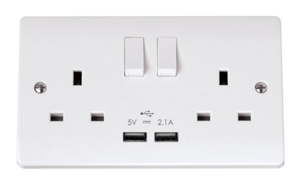 Click Curva 2 Gang Switched USB Socket