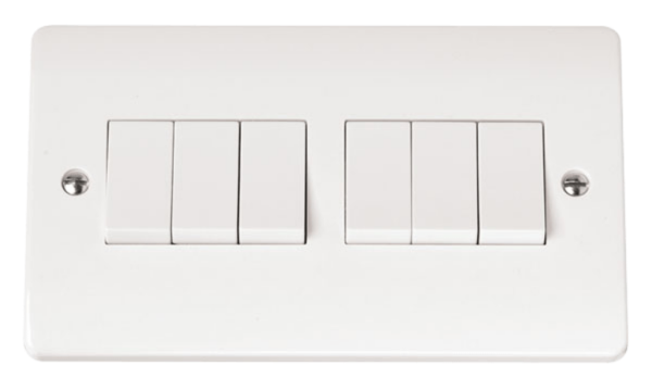 Click Mode 6 Gang 2 Way 10Ax Switch