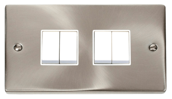 Click Deco Satin Chrome 4 Gang 2 Way 10Ax Switch
