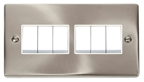 Click Deco Satin Chrome 6 Gang 2 Way 10Ax Switch