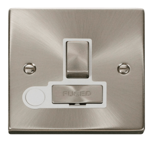Click Deco Satin Chrome Switched Fused Spur Flex Outlet