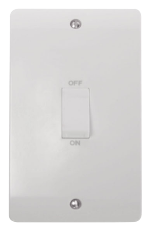 Click Mode 2 Gang 45A DP Vertical Switch White Rocker