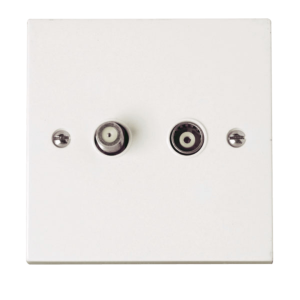 Click Polar 2 Gang Non-Isolated Coaxial & Satellite Outlet