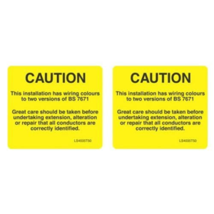 Caution Wiring Colours Bs7671 Small Labe