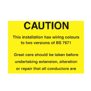 Caution - Wiring Colours - Bs7671 Label
