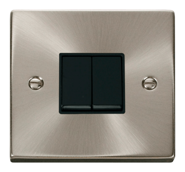 Click Deco Satin Chrome 2 Gang 2 Way 10Ax Switch