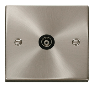 Click Deco Satin Chrome 1 Gang Isolated Coaxial Socket