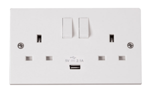 Click Polar 2 Gang USB Switched Socket