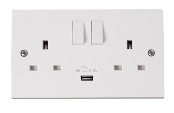 Click Polar 2 Gang USB Switched Socket
