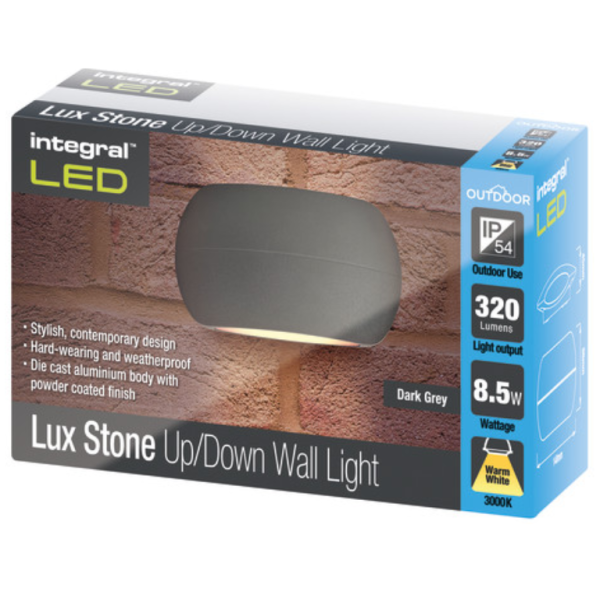 Integral Luxstone Dark Grey IP54 8.5w Wall Light 3000w - Image 2