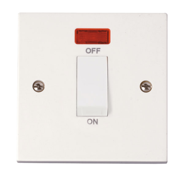 Click Polar 1 Gang 45A DP Switch Neon White Rocker