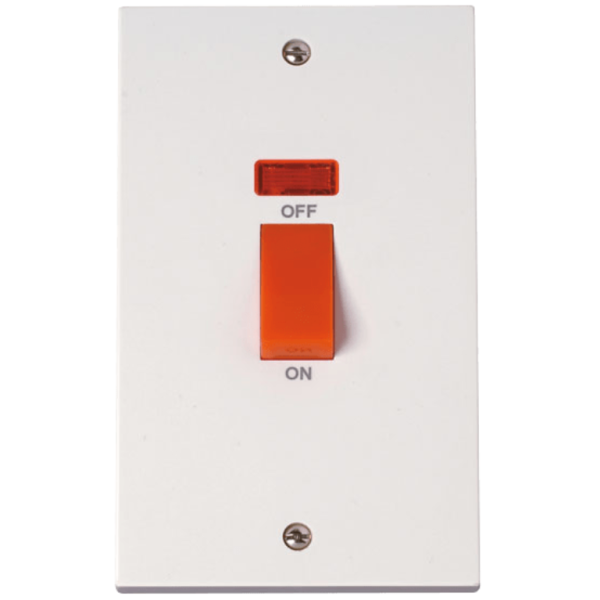 Click Polar 2 Gang 45A DP Vertical Switch Neon