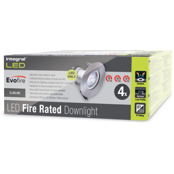 Downlight, Evofire Fire Rated Round IP65, c/w GU10 Holder Pk=4 - Image 2
