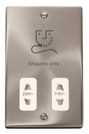 Click Deco Satin Chrome Dual Voltage Shaver Socket