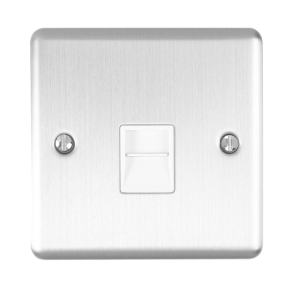 Eurolite Brushed Chrome 1 Gang BT Master Socket White Insert