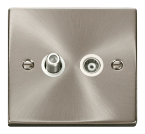 Click Deco Satin Chrome 2 Gang Coaxial & Satellite Socket
