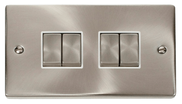 Click Deco Satin Chrome 4 Gang 2 Way 10Ax Switch