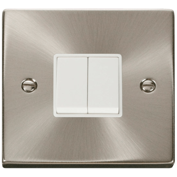 Click Deco Satin Chrome 2 Gang 2 Way 10Ax Switch