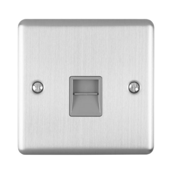 Eurolite Brushed Chrome 1 Gang BT Master Socket Grey Insert