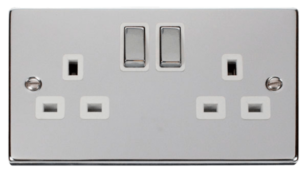 Click Deco Polished Chrome 2 Gang 13A DP Switched Socket