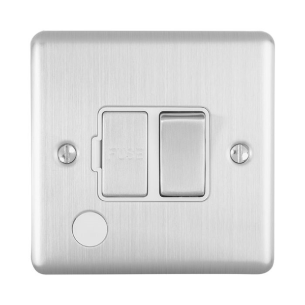 Eurolite Brushed Chrome Switched Fused Spur Flex Outelt White Insert