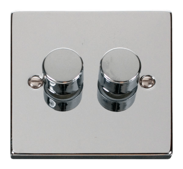 Click Deco Polished Chrome 2 Gang 2 Way 400w Dimmer