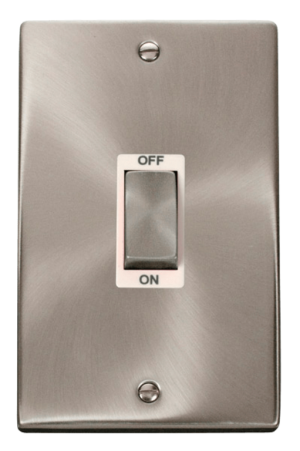 Click Deco Satin Chrome 1 Gang 45A DP Vertical Switch