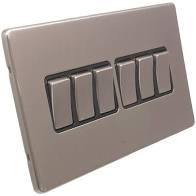 Eurolite Satin Nickel 6 Gang 2 Way Light Switch
