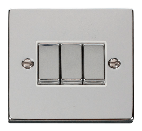 Click Deco Polished Chrome 3 Gang 2 Way Light Switch