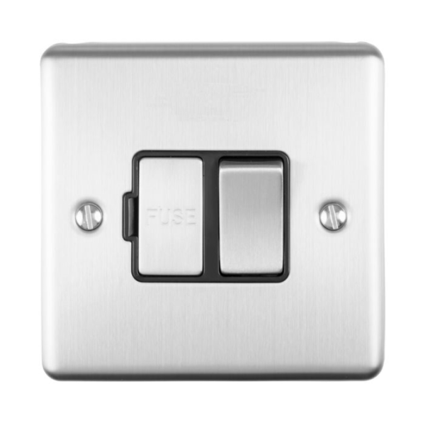 Eurolite Brushed Chrome Switched Fused Spur White Insert