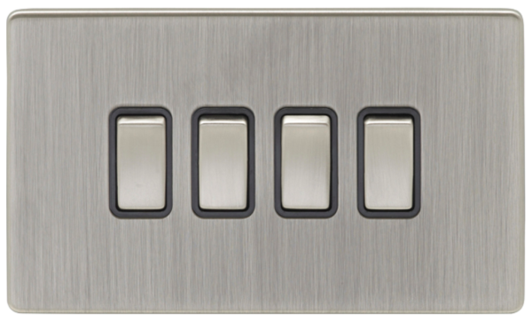 Eurolite Satin Nickel 4 Gang 2 Way Light Switch