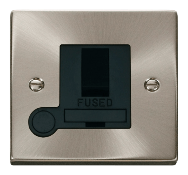 Click Deco Satin Chrome Switched Fused Spur Flex Outlet