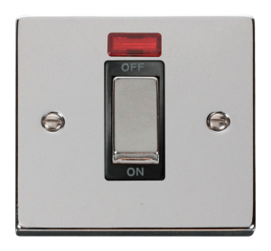 Click Deco Polished Chrome 1 Gang 45A DP Switch Neon