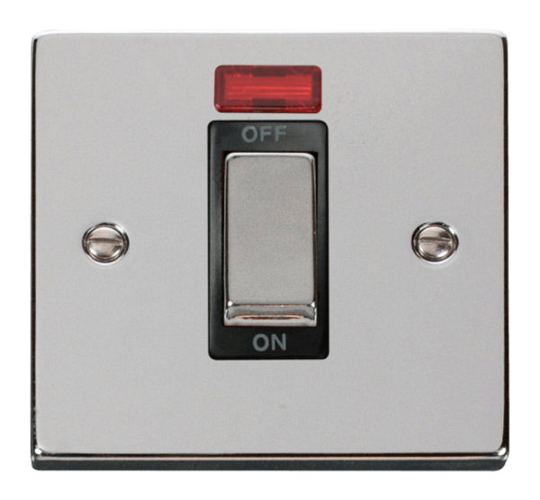 Click Deco Polished Chrome 1 Gang 45A DP Switch Neon