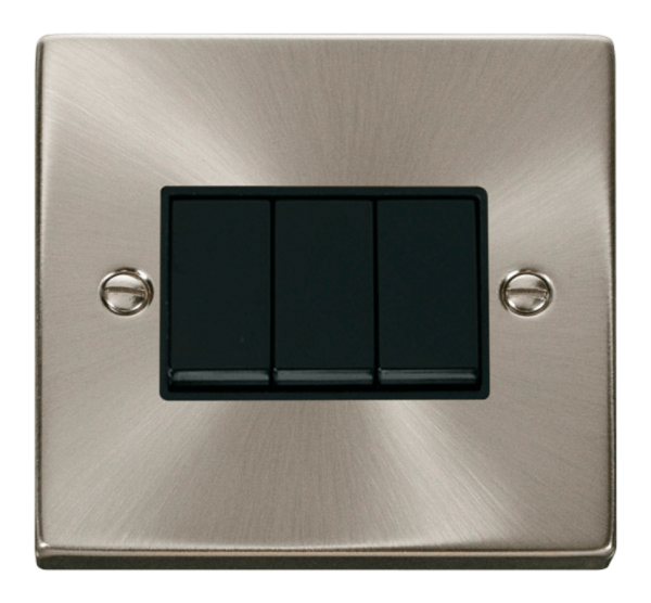 Click Deco Satin Chrome 3 Gang 2 Way 10Ax Switch