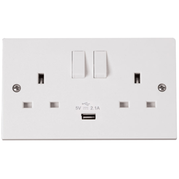 Click Polar 2 Gang USB Switched Socket