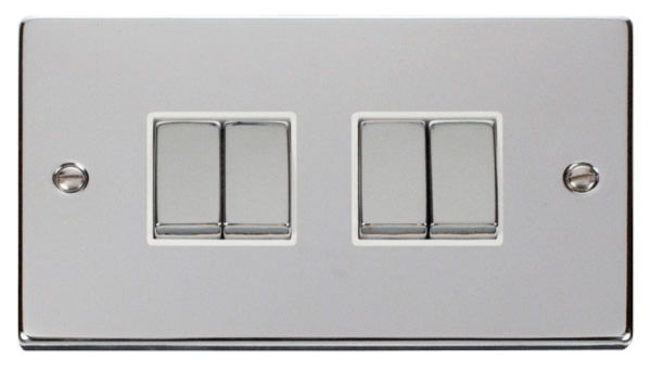 Click Deco Polished Chrome 4 Gang 2 Way Light Switch