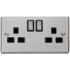 Click Deco Polished Chrome 2 Gang 13A DP Switched Socket