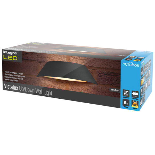 Integral Vistalux Dark Grey IP65 9w Wall Light 3000k - Image 2