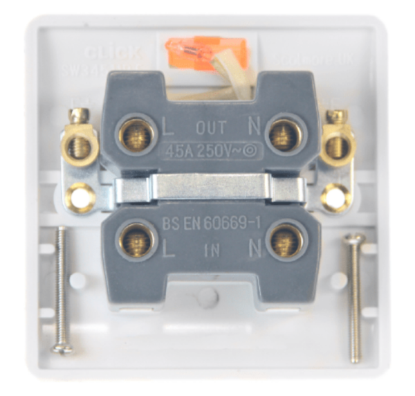 Click Mode 1 Gang 45A DP Switch Neon White Rocker - Image 2