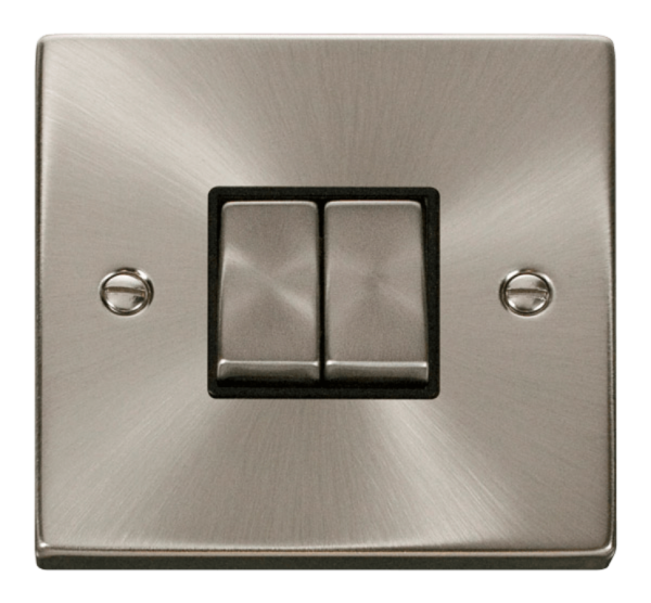 Click Deco Satin Chrome 2 Gang 2 Way 10Ax Switch