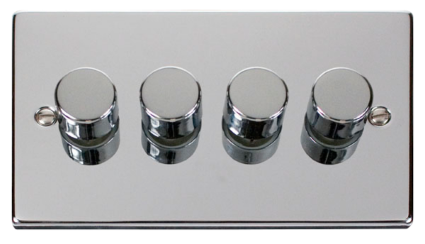 Click Deco Polished Chrome 4 Gang 2 Way 400w Dimmer