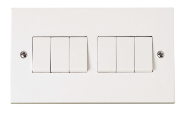 Click Polar 6 Gang 2 Way 10Ax Switch