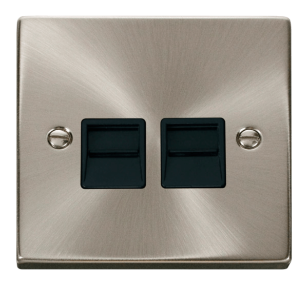 Cick Deco Satin Chrome 2 Gang BT Slave Socket