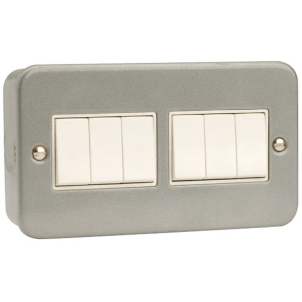 Click Metalclad 6 Gang 2 Way Light Switch