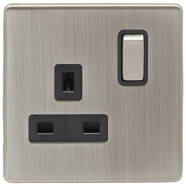 Eurolite Satin Nickel 1 Gang Switched Socket