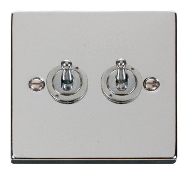 Click Deco Polished Chrome 2 Gang 2 Way 10Ax Toggle Switch