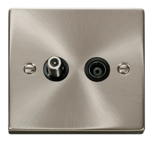 Click Deco Satin Chrome 2 Gang Coaxial & Satellite Socket