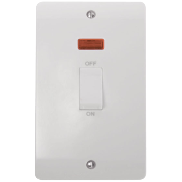 Click Mode 2 Gang 45A DP Vertical Switch Neon White Rocker