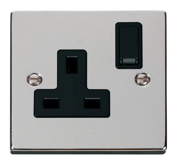 Click Deco Polished Chrome 1 Gang 13A DP Switched Socket